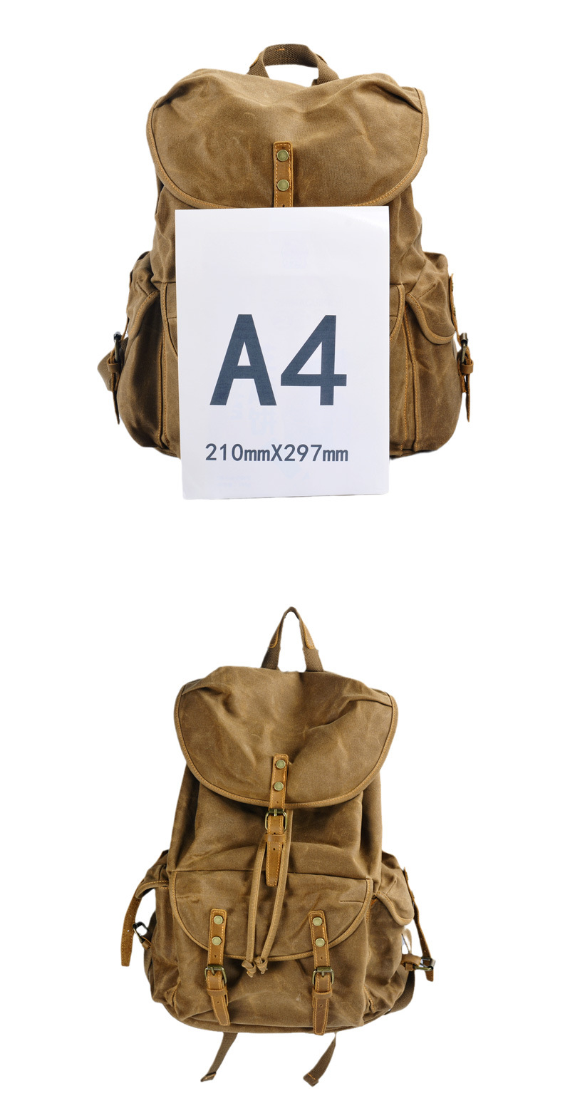ActiveGo Vintage Rucksack aus weichem, gewachstem Canvas mit großem Fassungsvermögen für Schüler, Studenten, Freizeit, Reisen und Wandern – ideal für Herren_voghion.com