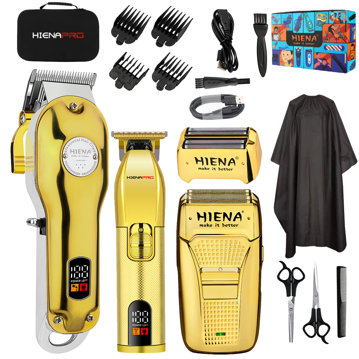 Tondeuse professionnelle pour salon de coiffure pour hommes, ensemble de tondeuses à cheveux à affichage numérique LCD, tondeuses à cheveux rechargeables