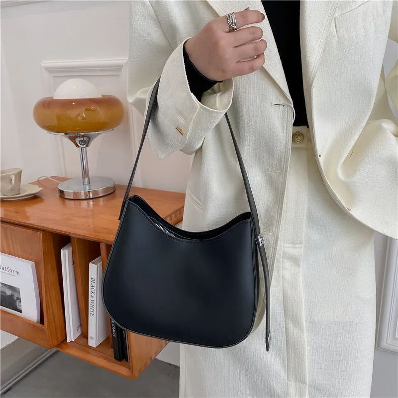Yogodlns Half-Moon Shoulder Underarm PU Leather Armpit Retro Crossbody Bag Designer Ladies Portable Handbag Totes Purse_voghion.com