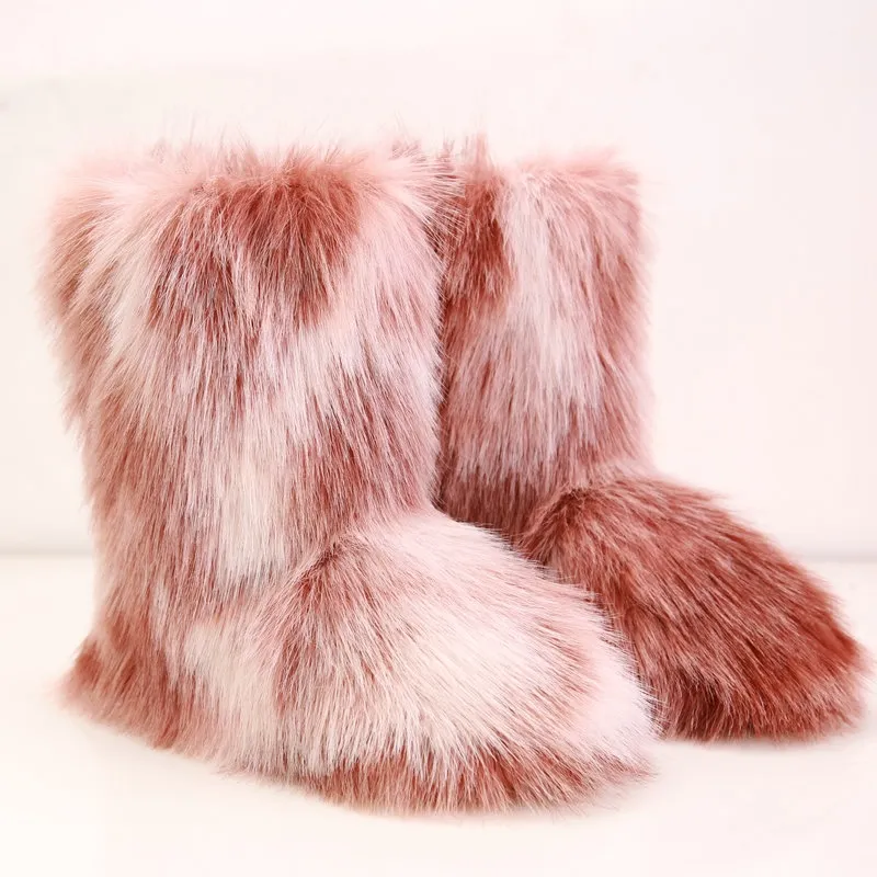 Dames laarzen platform schoenen Mode winter laarzen roze geel groen meisje dames sneeuw laarzen enkel hoog bont Wandelen Sneakers_voghion.com