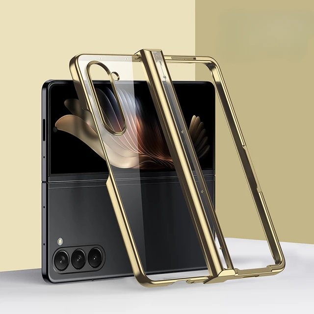 Galvanisierte transparente Telefonhülle für Samsung Galaxy Z Fold 6 5 4 3 Fold6 Fold5 Fold4 Fold3 Scharnierschutz_voghion.com