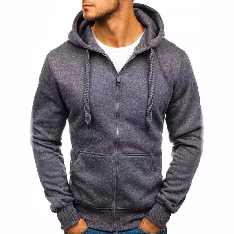Felpa con cappuccio e zip da uomo in caldo pile per lo sport_voghion.com