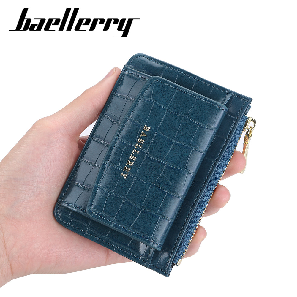 Baellerry, cartera para mujer, nueva moda, cremallera corta, tarjetero compacto, monedero de estilo coreano Vertical