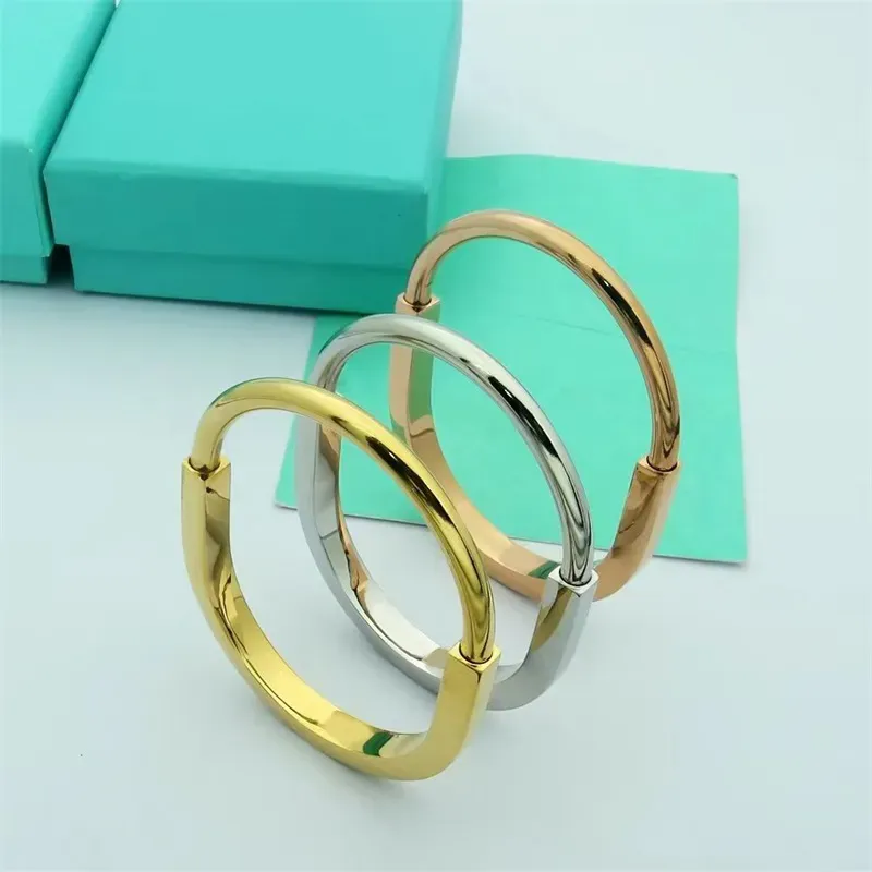 Lock Designer Women Stainless Steel Rose Gold Sier Bracelet Fashion Jewelry Gifts Bangle CYG239279-6_voghion.com