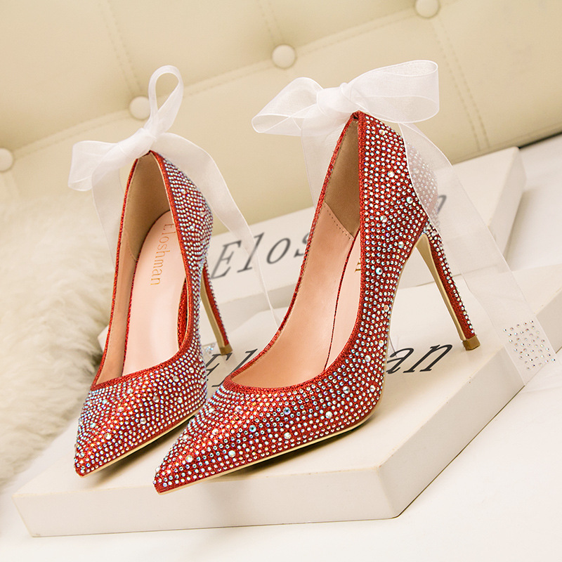 Party women's shoes thin with shallow mouth pointed sexy wedding shoes thin rhinestone color diamond high heel shoes_voghion.com