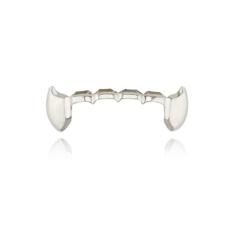 Grillz, Hip Hop Smooth Grillz Véritables Grilles Dentaires Plaquées Or Vampire Dents De Tigre Rappeurs Bijoux De Corps Quatre Couleurs Doré_voghion.com