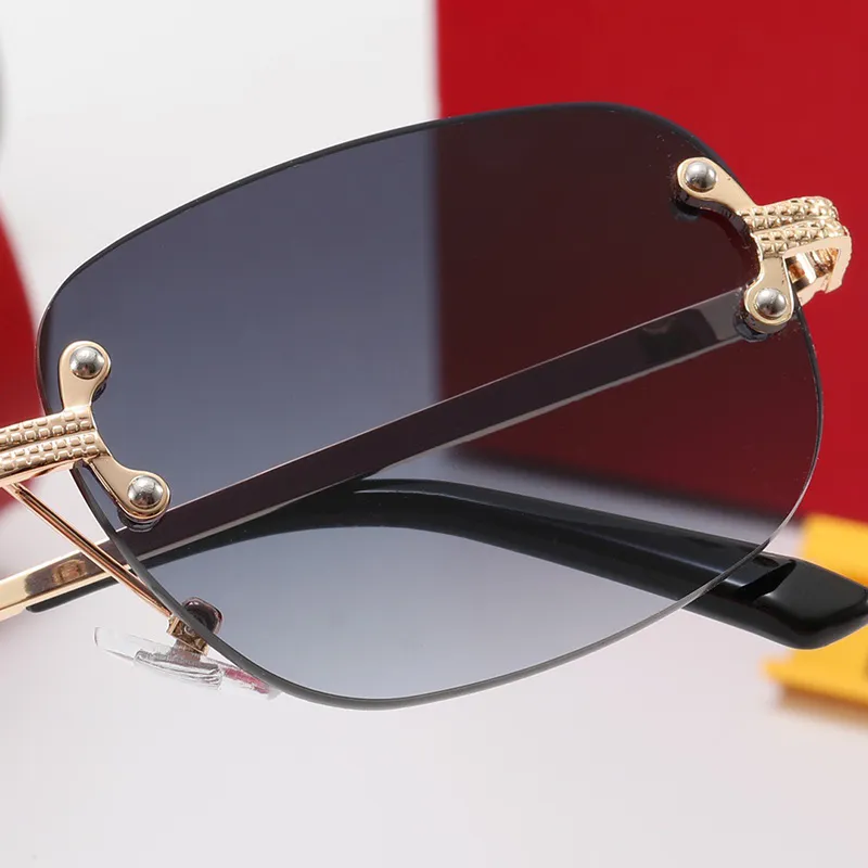 Occhiali da sole senza montatura alla moda per uomo e donna, occhiali da sole ovali stile casual business, montatura nera, classici_voghion.com