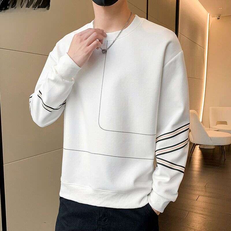 Frühling und Herbst Neue Herren Rundhals Koreanische Version Übergroße Nische Lazy Style Lässiges Abnehmendes T-Shirt im Western-Stil_voghion.com