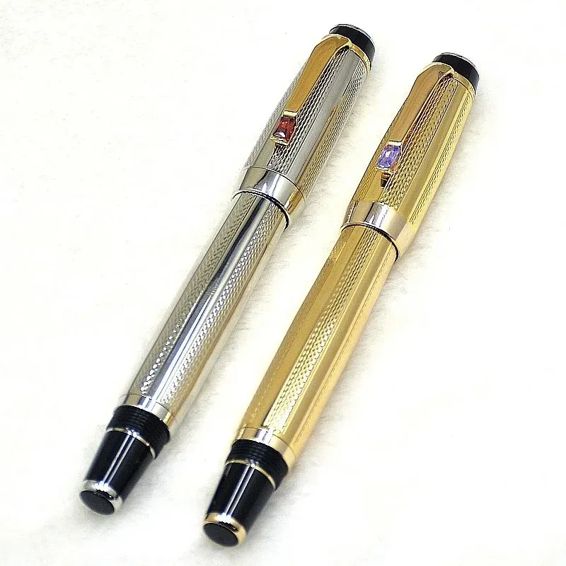 wholesale Wholesale Top High Quality Writing Pen Golden Silver Wave Point Design Rollerball Fountain Pens Office School Supplies With Diamond And_voghion.com