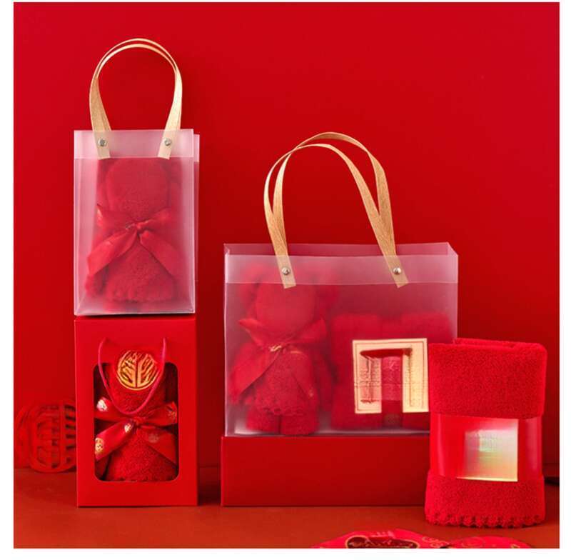 Coral Velvet Red Teddy Bear Wedding Celebration Gift Set Wedding Souvenir Absorbent Towel_voghion.com