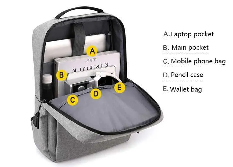Laptoptaske med lynlås i flere lag, 13, 14, 15 tommer, computerrygsæk til virksomheder, HERRER OG DAMER, TRAVELC241011C241011_voghion.com