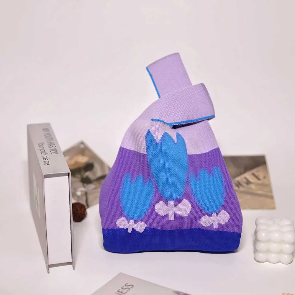 Gebreide handtas voor dames retro stijl grote capaciteit opvouwbaar_voghion.com