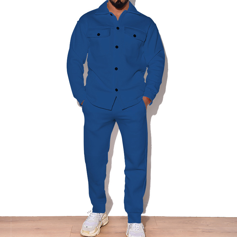 2024 Große Mode Trendy Herren Herbst Knopf Wildleder Casual Jacke Hose 2 Stück Set_voghion.com