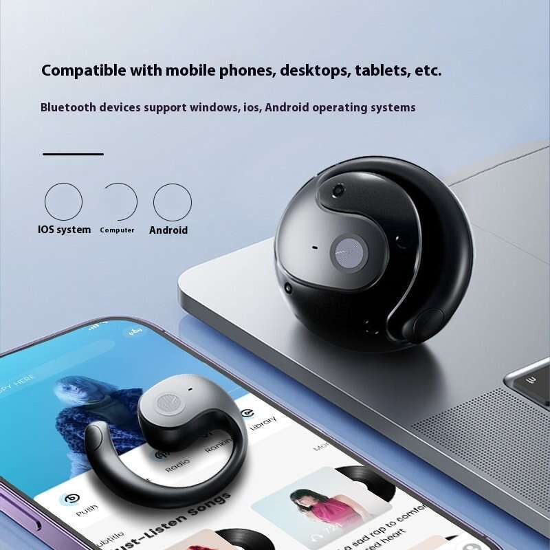 Nuovi auricolari Bluetooth wireless pendenti, comodi da indossare, piccole cuffie intelligenti di alta qualità con pallina di cocco T2_voghion.com