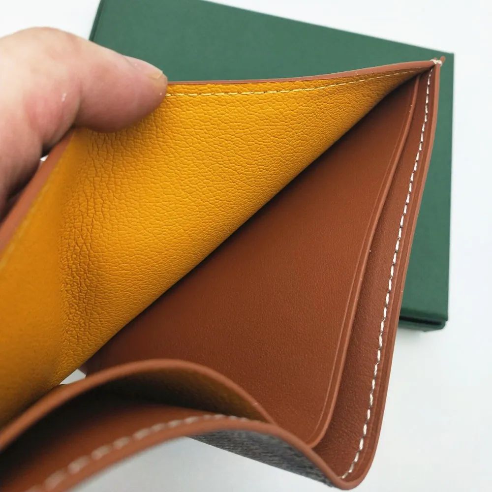 Mens Short Men Small Wallet Coated Canvas Genuine Leather Multiple Bifold Wallets With Box And Paper Bag_voghion.com