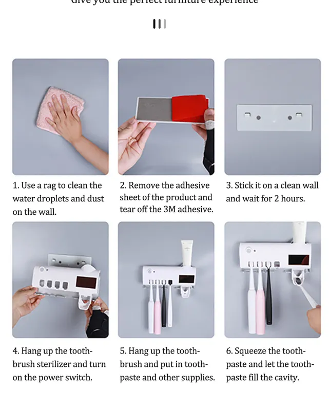 Toothbrush Holders Toothpaste Dispenser Solar Energy Bathroom Storage Box Multifunction USB Charge_voghion.com