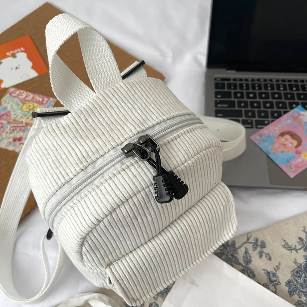 Fashion Women Mini Backpack Corduroy Solid Small Backpacks Simple Retro Casual Student Girls Bookbags Travel Pack_voghion.com