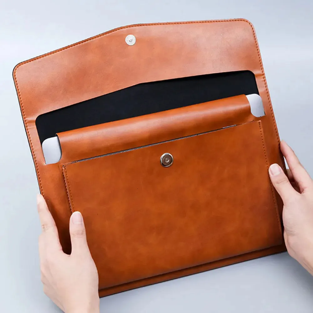 Designer A4 File Folder Large Capacity Document Bag Business Briefcase Magnetic Button Waterproof Laptop Cases Office_voghion.com