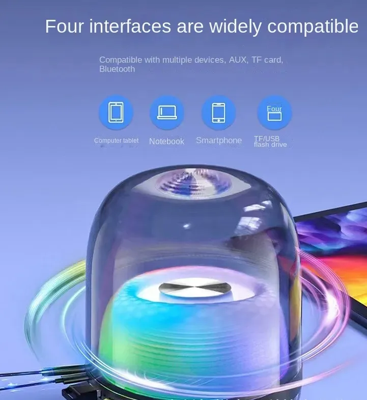 L21 Farblichter Drahtloser Bluetooth-Lautsprecher mit Subwoofer TWS Ambientelicht Audio Tragbarer Mini-Heimgebrauch im Freien_voghion.com