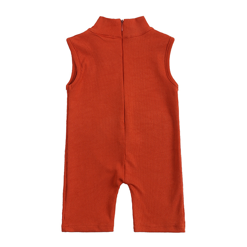 Mutter & Kinder Mädchen Sommer Ins Baumwolle gestreiften halbhohen Kragen elastischen Overall kleine und mittlere Kinder ärmellose Kleidung Großhandel Agent_voghion.com