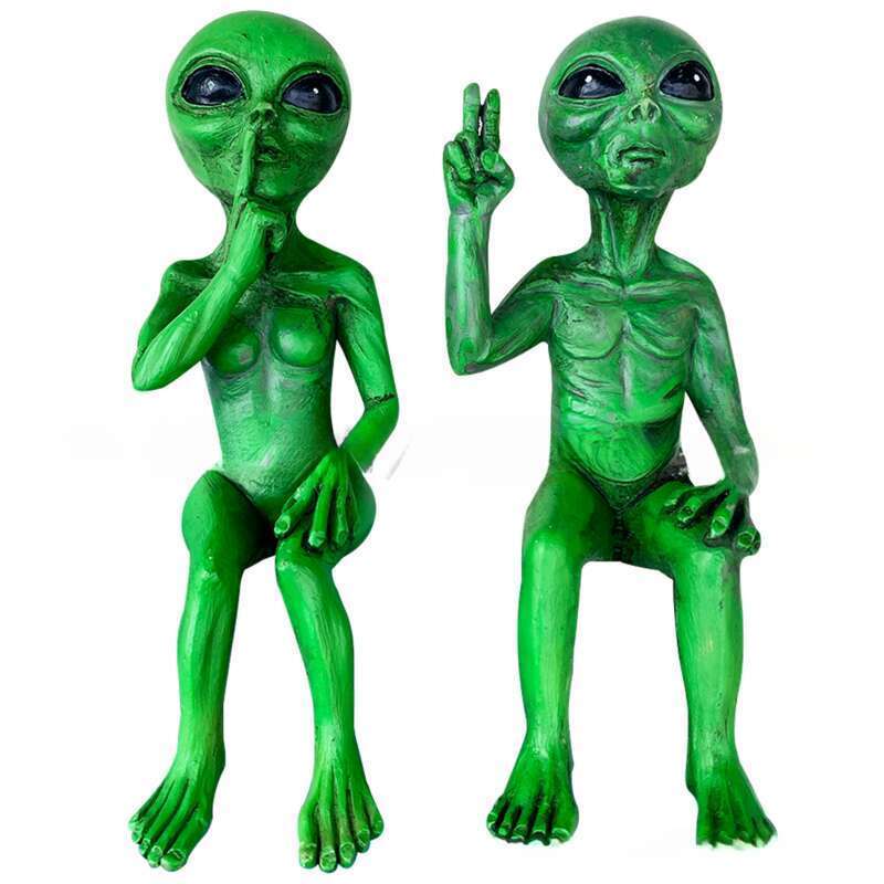 Harzstatus Harz Alien UFO Outdoor Zwerg Garten Statue Dekoration_voghion.com
