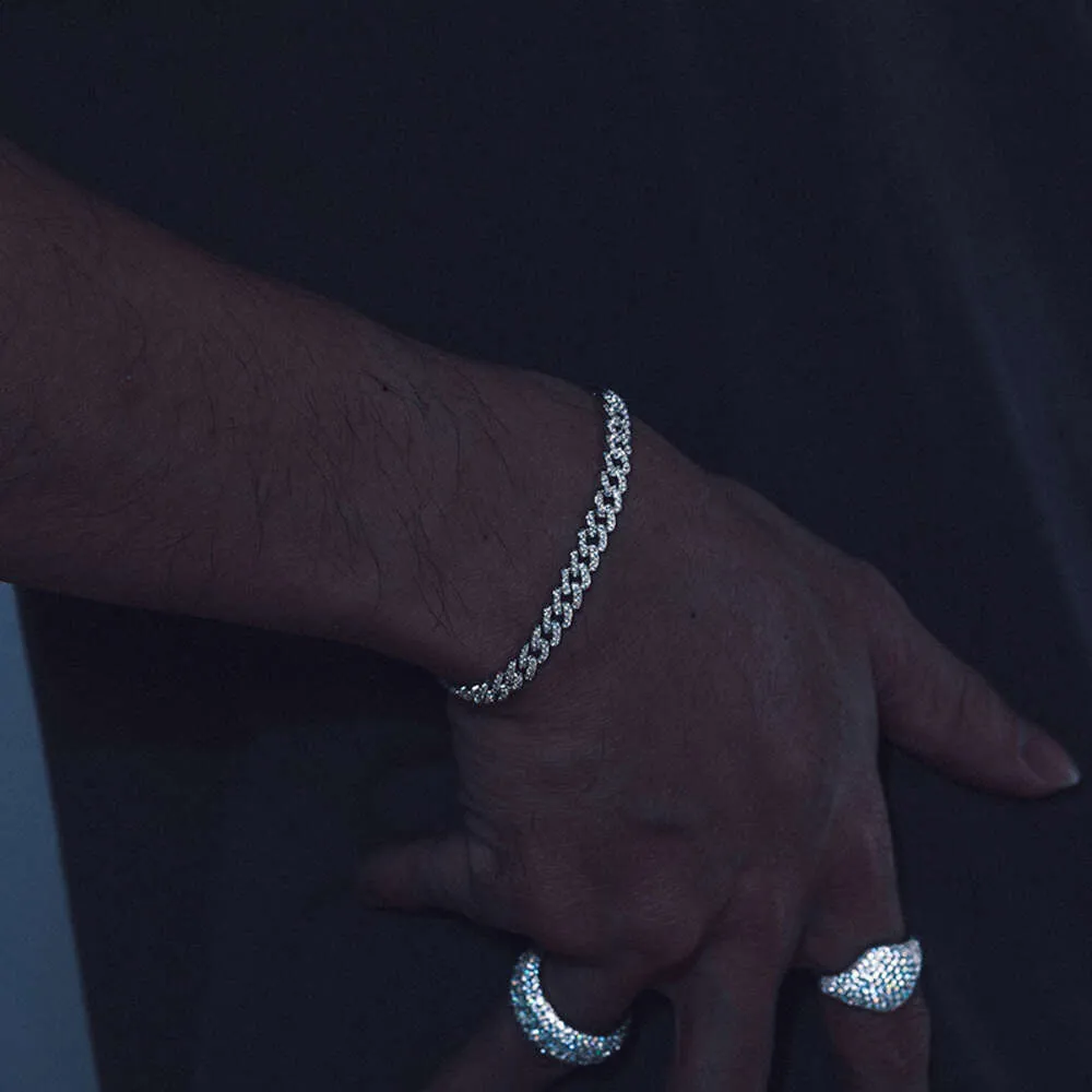 Collana con bracciale Hip Hop in argento Sterling massiccio con diamanti sintetici creati con diamanti cubani per uomo e donna_voghion.com