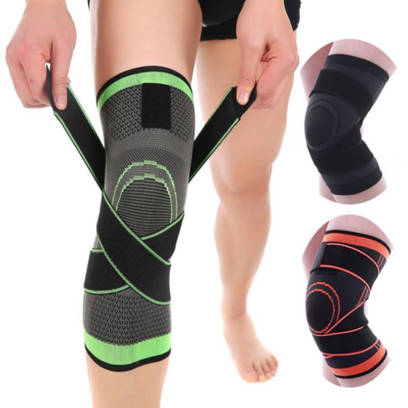 Ginocchiere sportive traspiranti in maglia per ciclismo, basket, corsa, outdoor con doppia cinghia di pressione per una maggiore resistenza_voghion.com