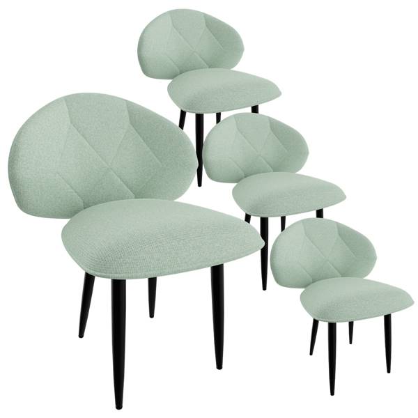 4er-Set Moderne Esszimmerstühle – Breite Rückenlehne, weicher Stoffbezug und stabile Metallbeine für Küche und Esszimmer, Hellgrün_voghion.com