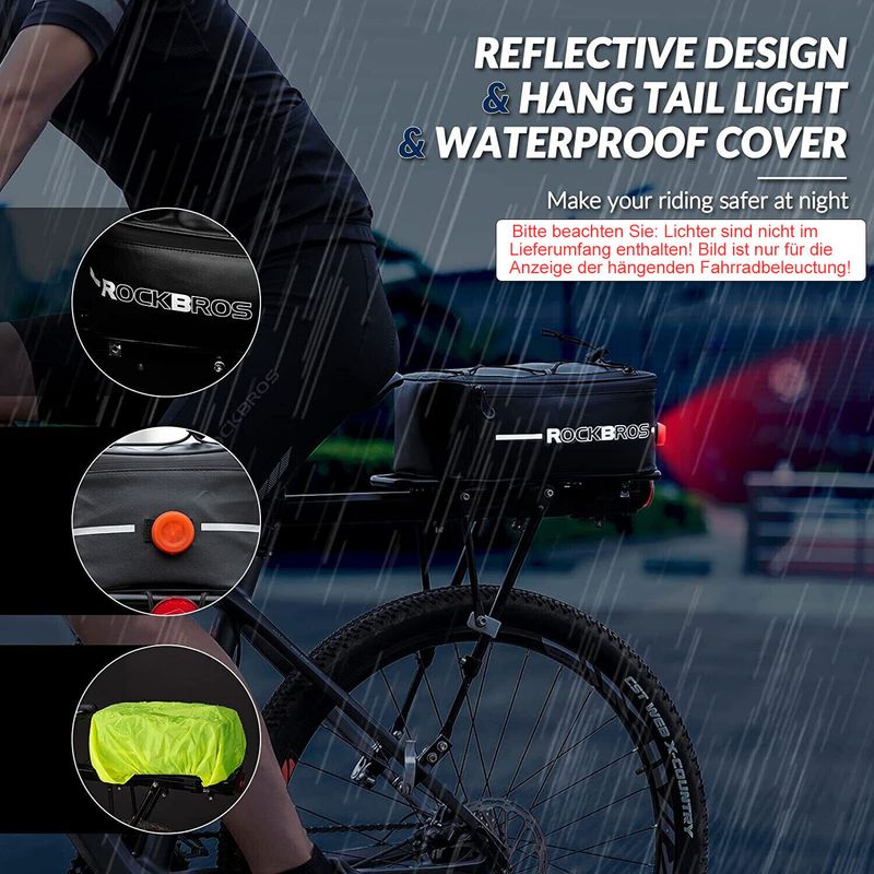 ROCKBROS Pannier Rack dviračio krepšys, atsparus vandeniui 4-9L_voghion.com