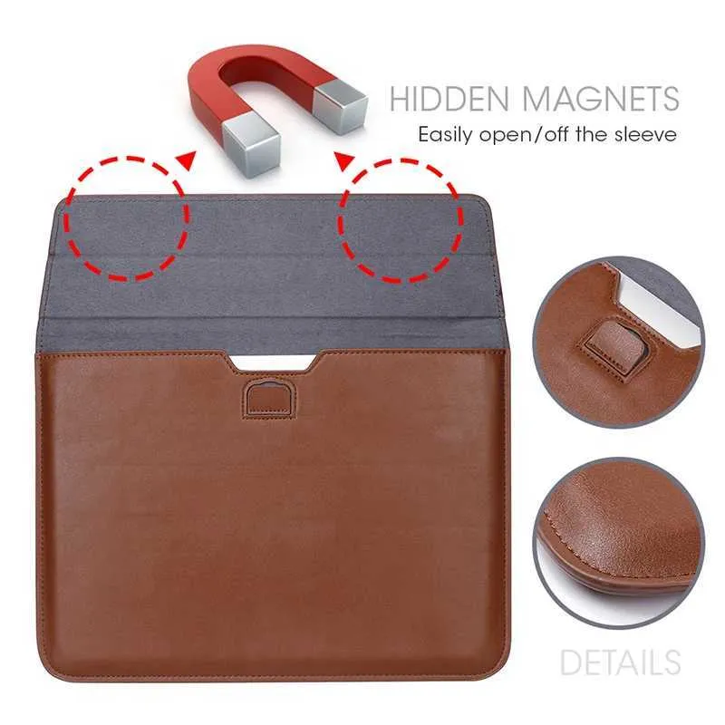 Custodia per laptop a busta, astuccio in pelle di coccodrillo per MacBook Air/Pro 12-15", custodia protettiva con supporto verticale_voghion.com