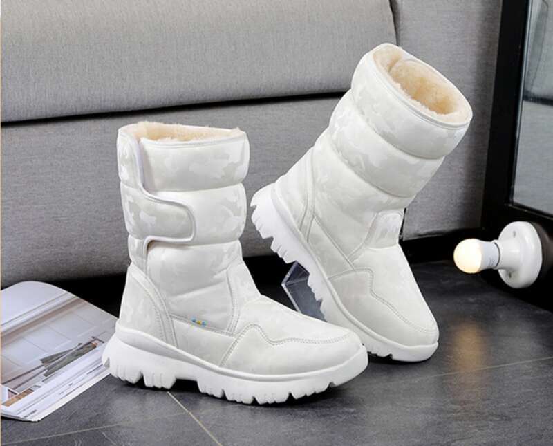 A Great Partner For Skiing Tourism! White Snow Boots For Parent-child Men And Women, Non Slip And Warm_voghion.com