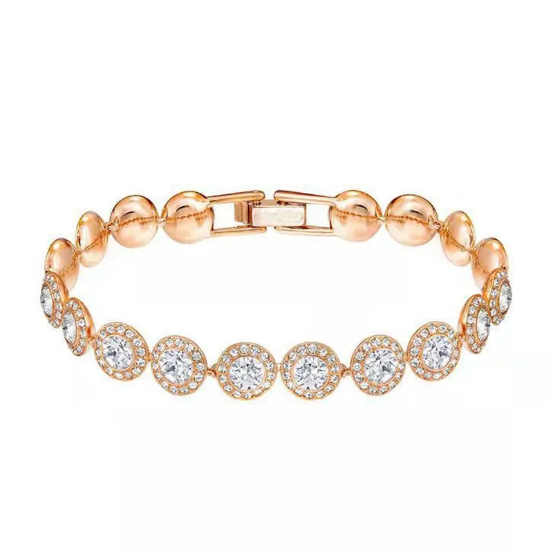 Braccialetto Angel Fashion Designer, serie di gioielli Crystal Mosan Dia, finitura oro rosa_voghion.com