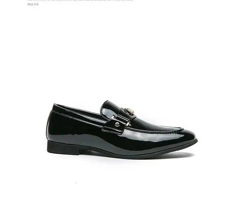Black Loafers Slip-On Round Toe Fashion Mens Dress Wedding Shoes for Men Size 38-47 240703_voghion.com