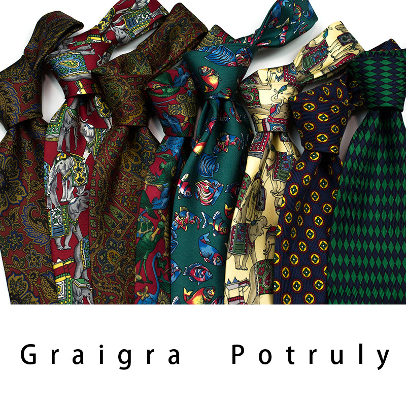 Men's Ties & Handkerchiefs replacement burgundy second-hand coffee color imported quality mulberry silk printed silk paisley men's tie extra wide_voghion.com