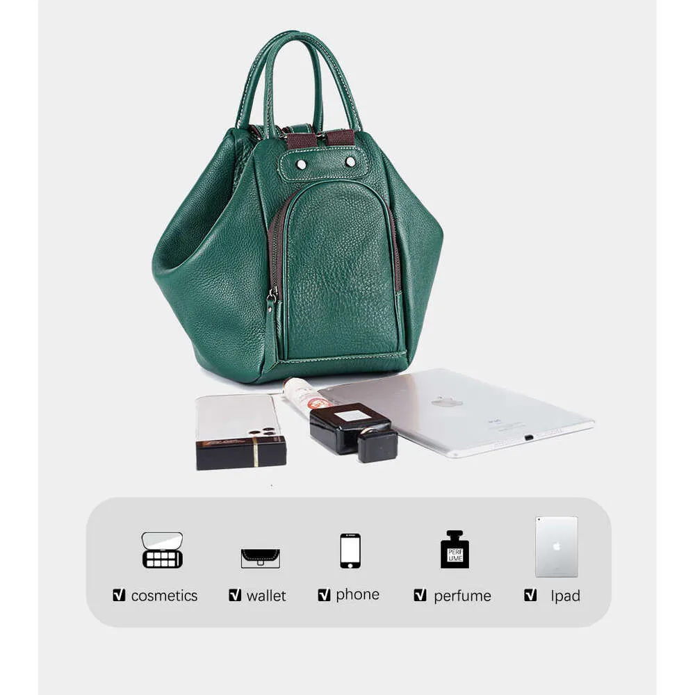 Sac à dos transformable en cuir véritable pour femme Zency 2024 Sac à bandoulière design Rucack Grandes poches pour voyage_voghion.com