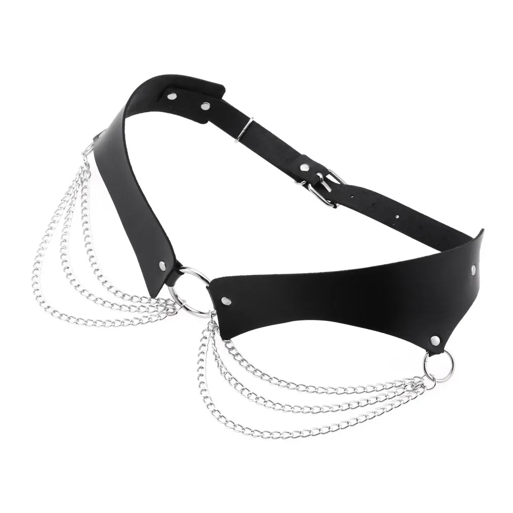 Cinto de corrente em pele pu para mulher estilo gótico punk_voghion.com