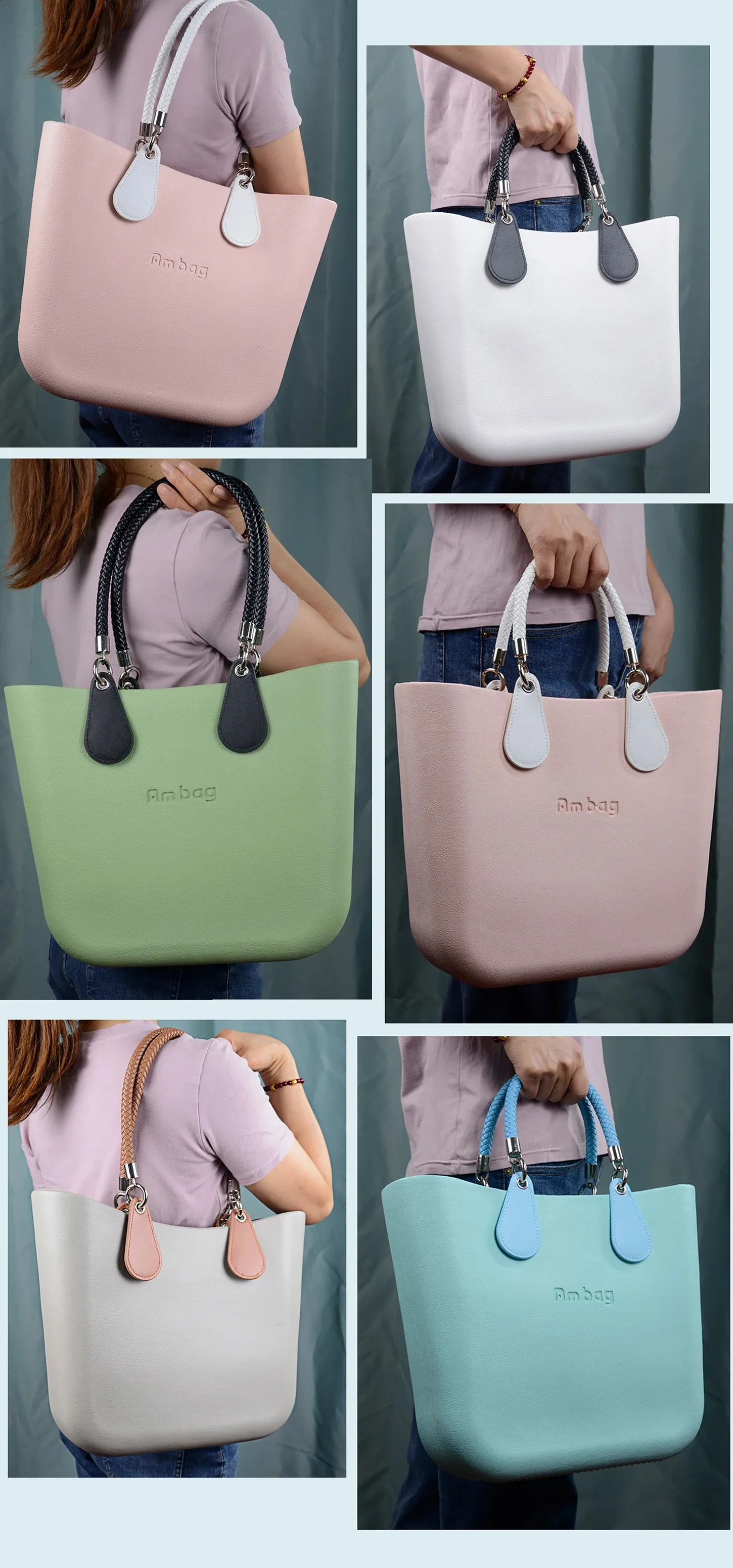 Obag PU Tejido trenzado de cuero Cuerda Asas Correa Cinturón para accesorios Bolso de mano Bolso de mujer Accesorios 240821_voghion.com