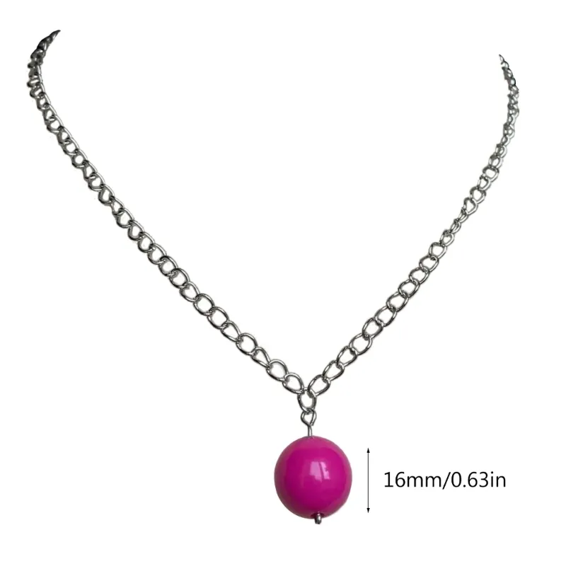Colliers pendentifs Collier en résine élégant avec breloque boule colorée Chaîne de cou à la mode_voghion.com