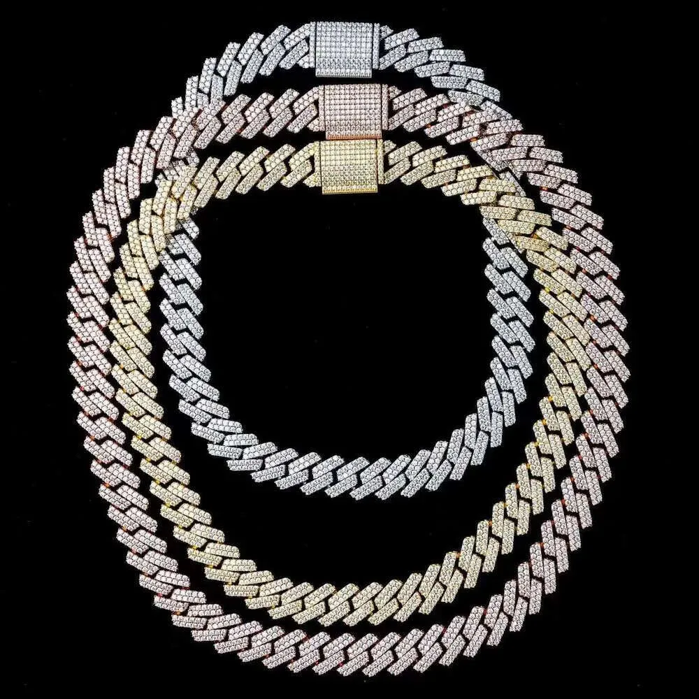 Super September Custom Iced Out Hip Hop Sier Link Necklace Pass Diamond Tester Vvs Moissanite Cuban Chain Bracelet Men_voghion.com