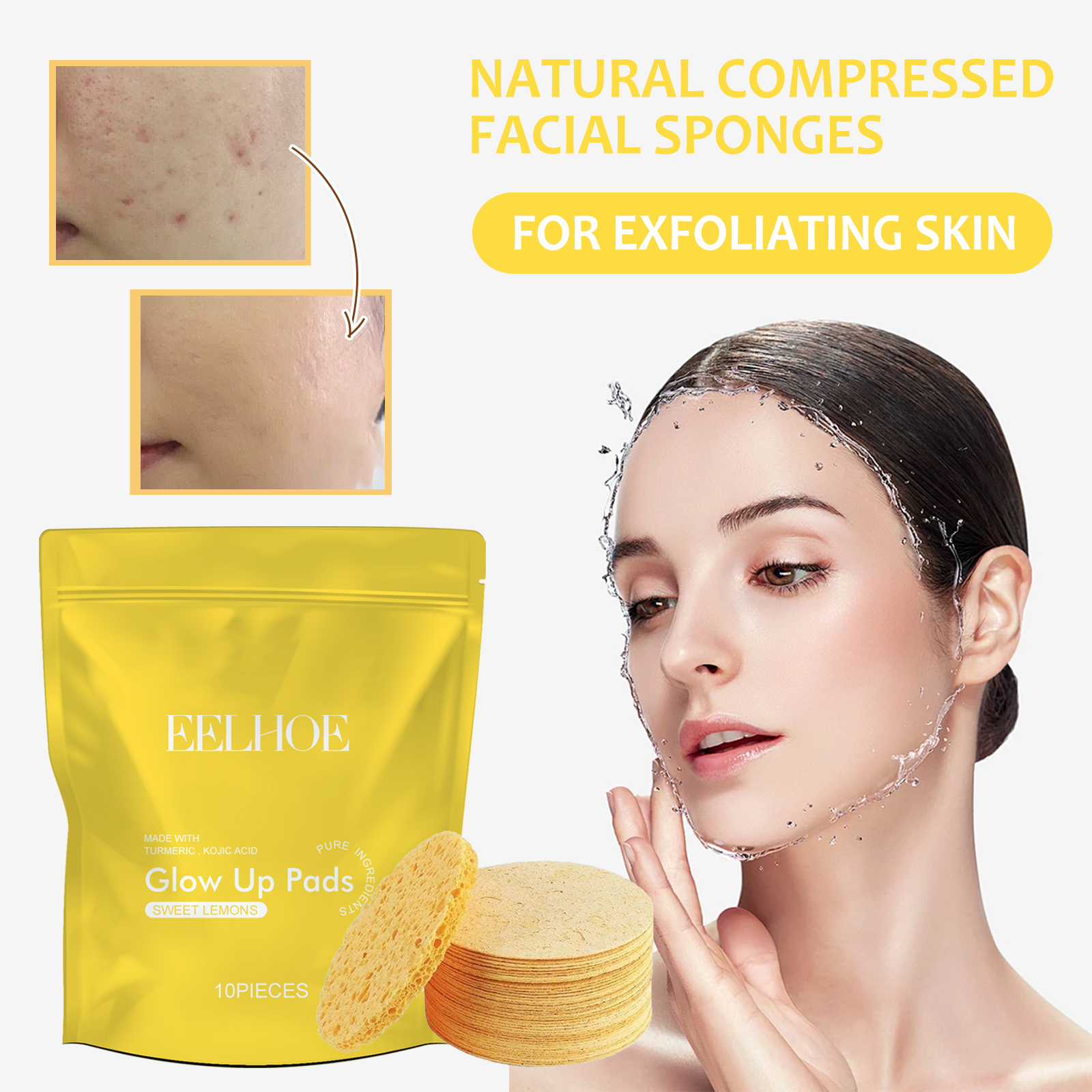 Eelhoe Turmeric Cleansing Pad Deeply Cleanses Skin, Removes Dirt, Controls Oil And Softens Exfoliated And Tender Ski_voghion.com