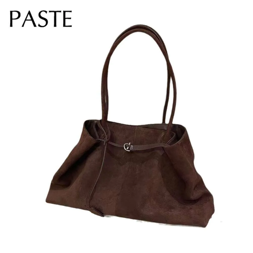 New All-Match Shape Change Design Large Tote Coffee Matte Real Suede Leather Women Shoulder Bag High-End Travel Handbag_voghion.com