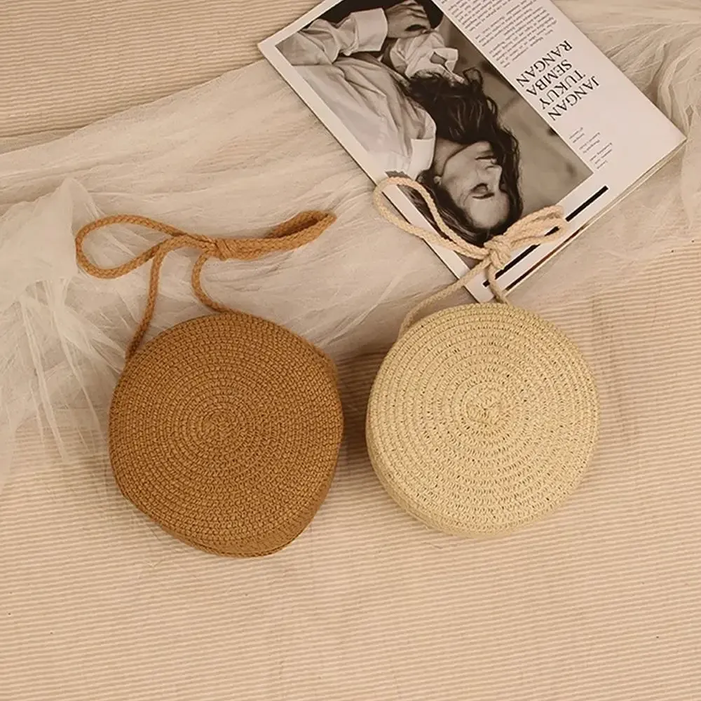 Borsa da spiaggia in paglia intrecciata a mano, realizzata a mano in rattan, realizzata a mano in maglia color caramella, da donna_voghion.com