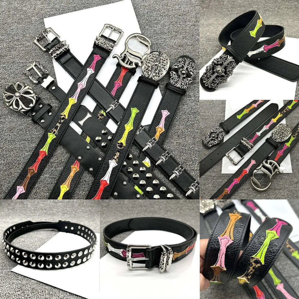 Cinto casual de couro Heartslies cromado para designer masculino, fivela clássica de metal lisa, elegante com caixa cromada 133_voghion.com