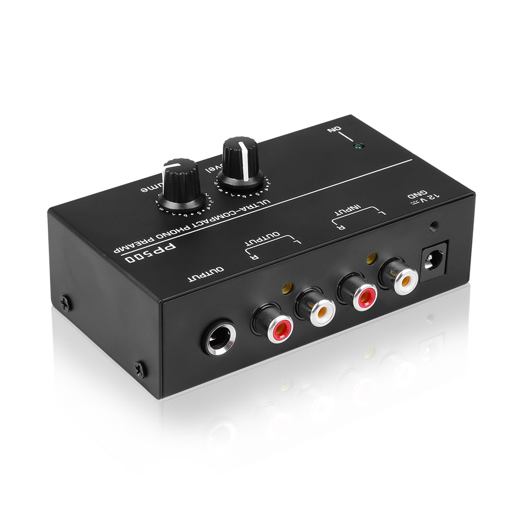Pré-amplificador Phono Pré-amplificador Pré-amplificador com controle de volume de nível Entrada RCA Saída 1/4" Interfaces de saída TRS para toca-discos de vinil LP_voghion.com
