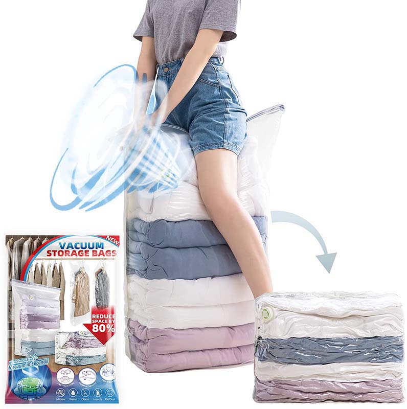 TOOL FREE Vacuum Bag Clothes Quilt Storage Bags Hand Compressed Saving Space Seal Packet Compression Organizer for Home Travel_voghion.com