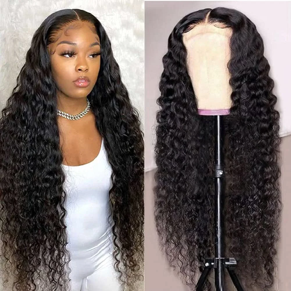 Perruques en cheveux humains avec dentelle frontale Wiko 13x4 pour femmes noires, perruques crépues bouclées de 180 % de densité, perruques pré-épilées