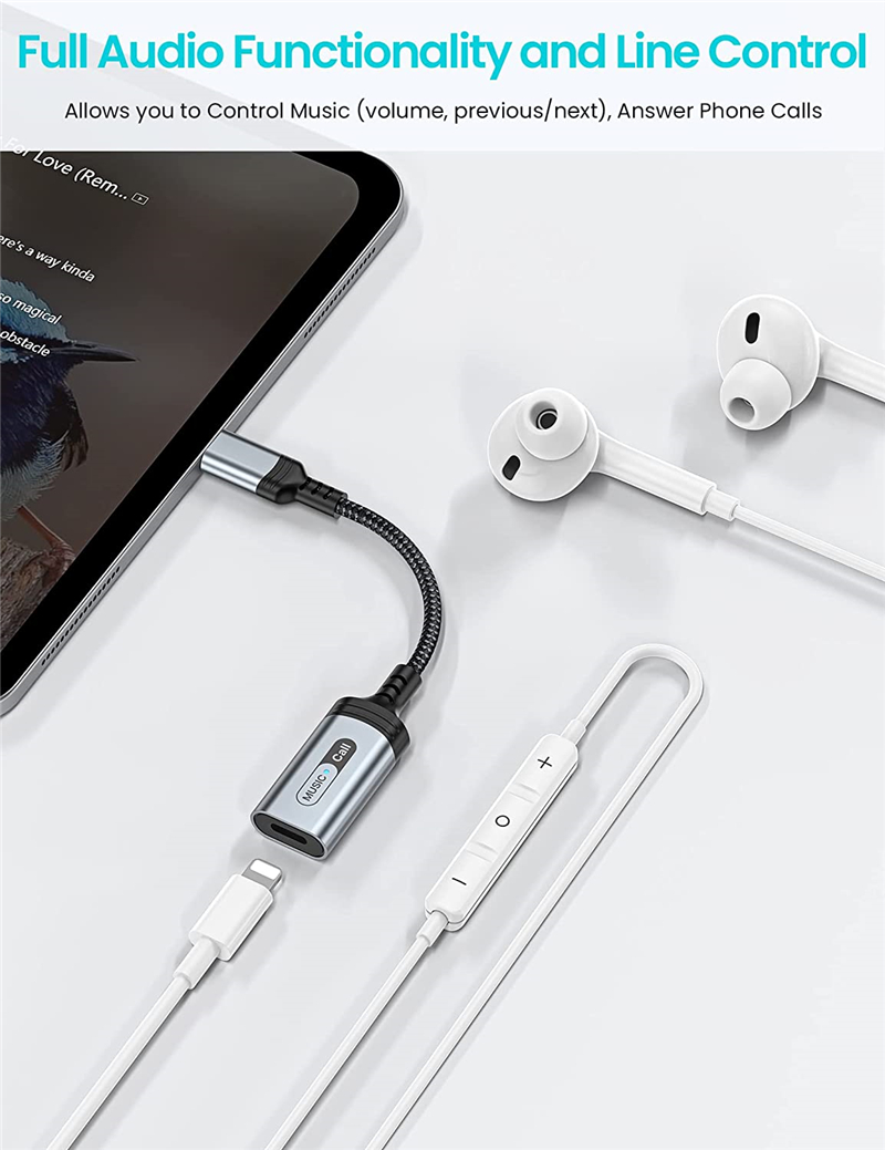Type C To Lightning Audio Adapter for IPad Pro Air 2022 Air 4 7 8 Mini 6 MacBook Air USB C To IOS Headphone Call Converter Cable_voghion.com
