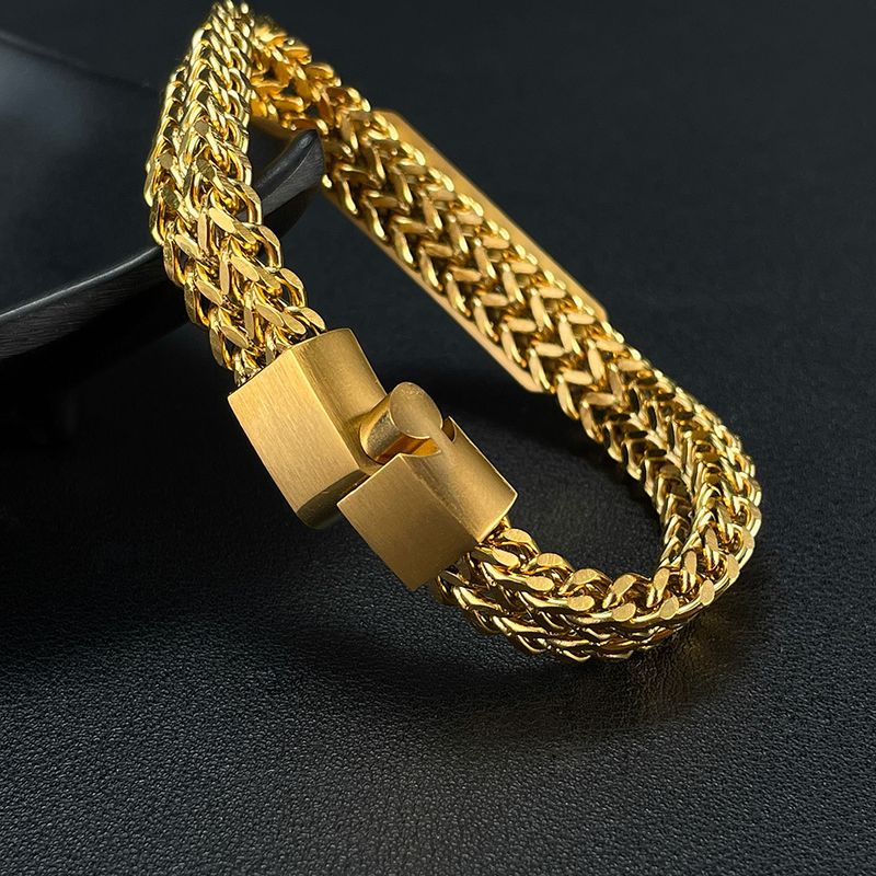 Bracciale da uomo placcato oro, design alla moda in acciaio inossidabile, chitarra tridimensionale_voghion.com