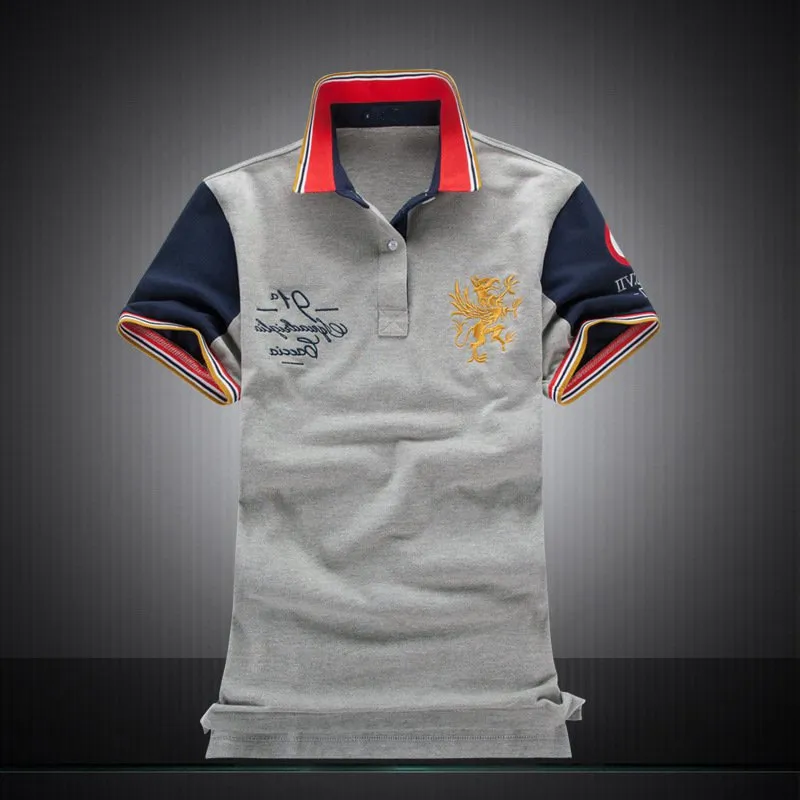 Hochwertiges Poloshirt für Herren, kurzärmelig, 100 % Baumwolle, Stickerei, Herren-Designer-Patchwork-Polo-T-Shirts_voghion.com