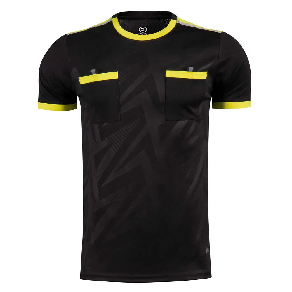 2025 Professionele Heren Scheidsrechter Uniformen Voetbal Voetbalshirts Shirts Zakken Rechter Korte Mouw Teamshirt Sportkleding_voghion.com